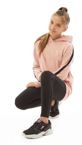 pindydoll Alexie Girls Misty Rose/Black Hoodie and Leggings Set