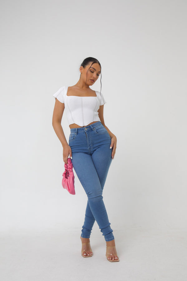 Pindydoll Bella Lt Blue Skinny Fit Stretch Sateen Jeans