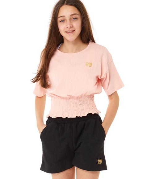 pindydoll Catkin Lt Pink/Black Girls Tee & Fleece Short set