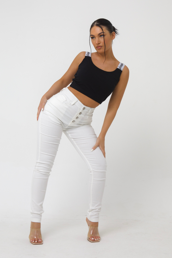 pindydoll Georgia White Skinny Fit Stretch Denim Jeans