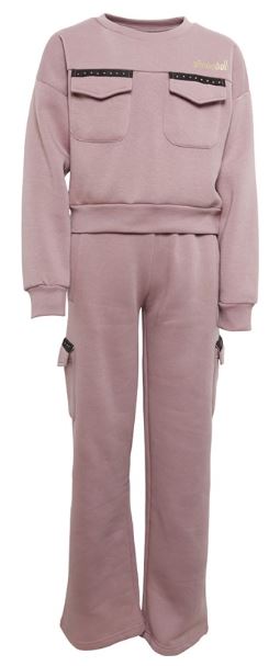 Pindydoll Hayward Girls Dusky Pink Sweat And Straight Leg Joggers Set Tracksuit