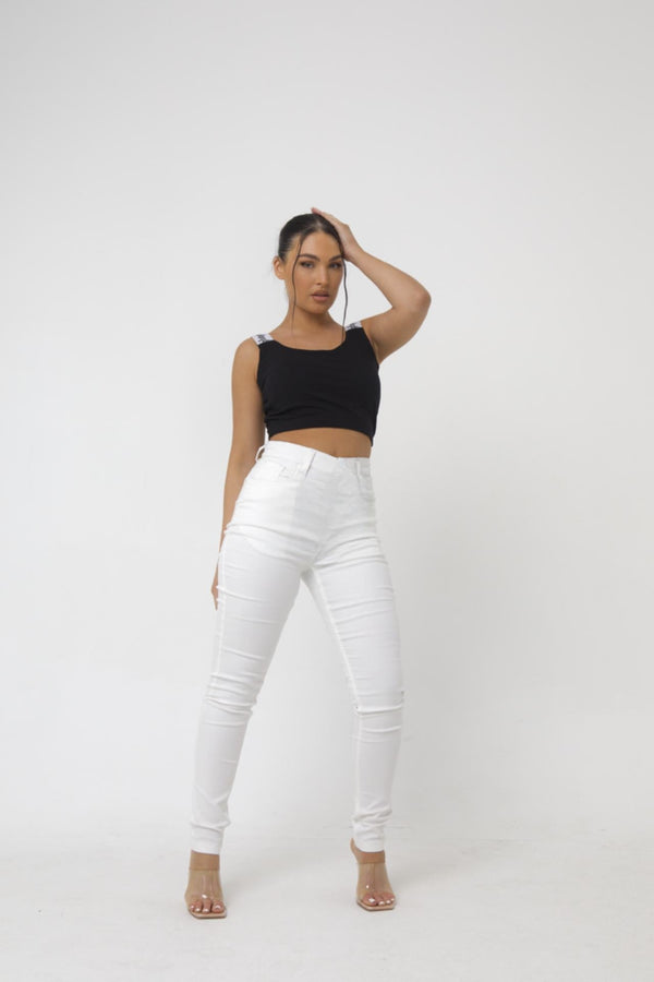 Pindydoll Kate White Pull Up Stretch Denim Jeggings