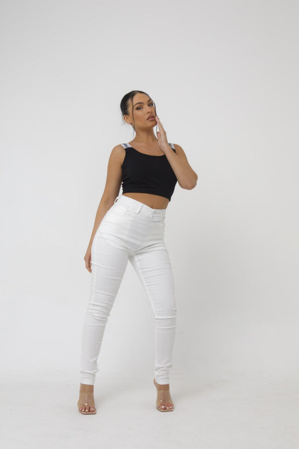 pindydoll Kate White Pull Up Stretch Denim Jeggings