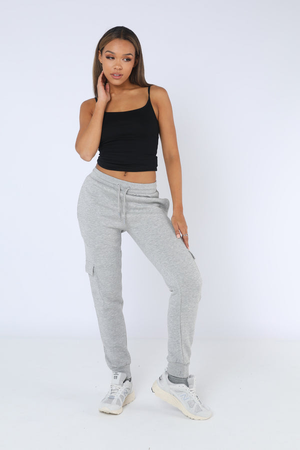 pindydoll Adele Grey Marl Slim Cargo Joggers