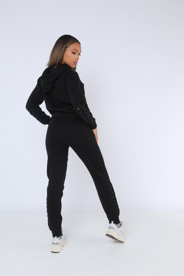 Pindydoll Ellan Black Hooded Lace Tracksuit