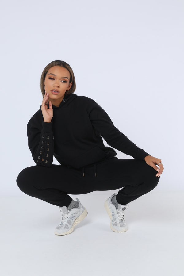 Pindydoll Ellan Black Hooded Lace Tracksuit
