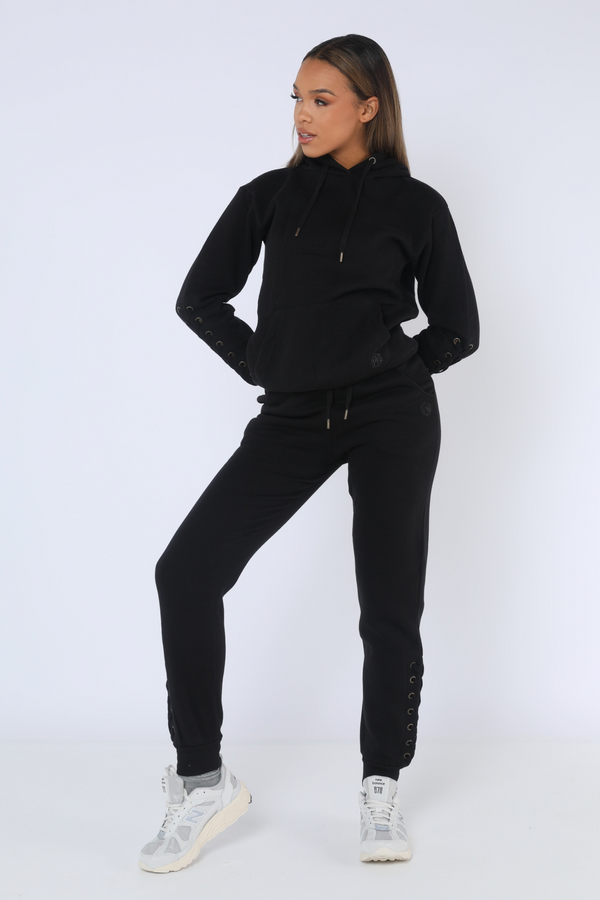 pindydoll Ellan Black Hooded Lace Tracksuit