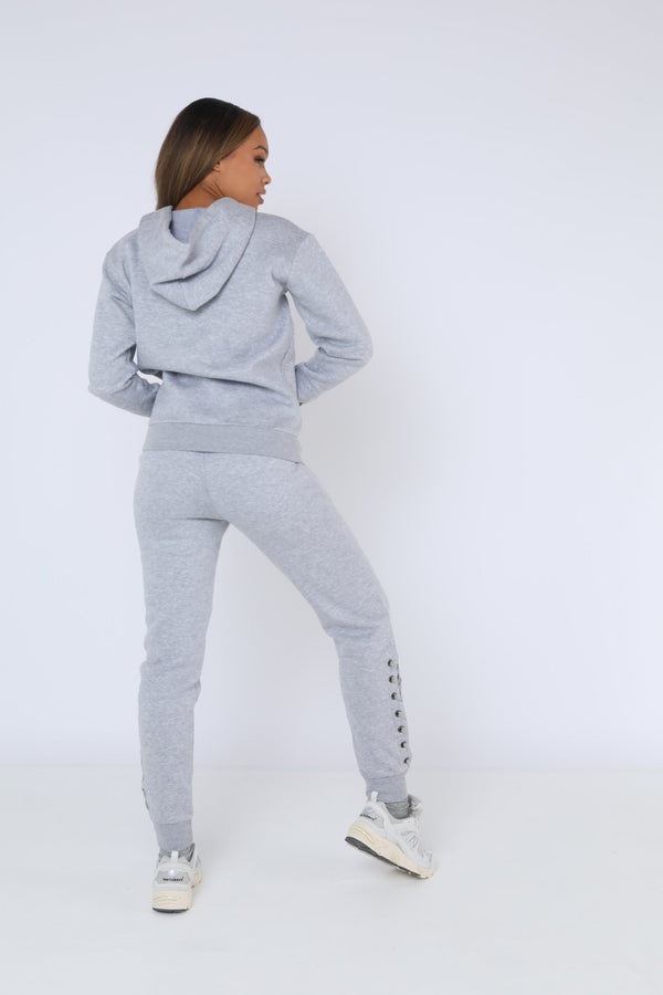 Pindydoll Ellan Grey Marl Hooded Lace Tracksuit