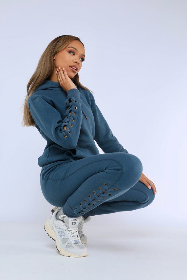 Pindydoll Ellan Slate Blue Hooded Lace Tracksuit