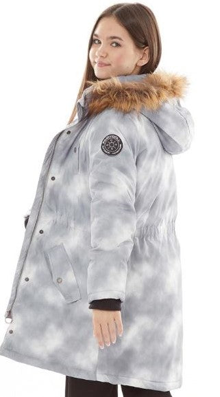 Pindydoll Faith Grey Tie Dye Girls Hooded Parka