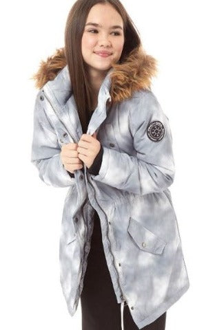 pindydoll Faith Grey Tie Dye Girls Hooded Parka