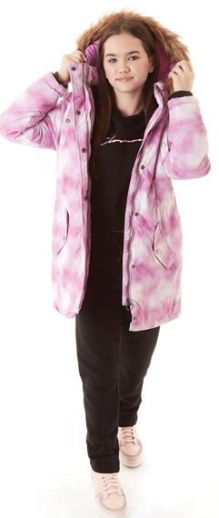 Pindydoll Faith Pink Tie Dye Girls Hooded Parka
