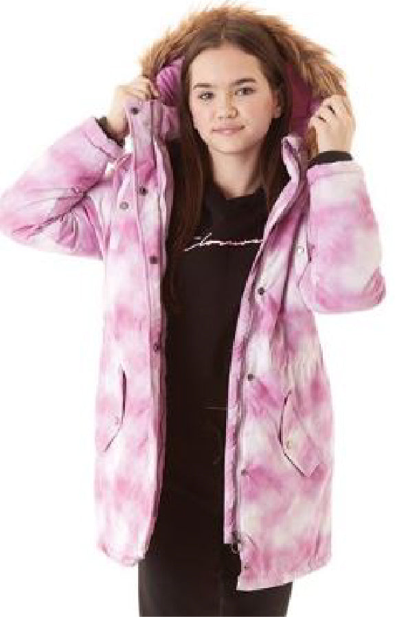 pindydoll Faith Pink Tie Dye Girls Hooded Parka