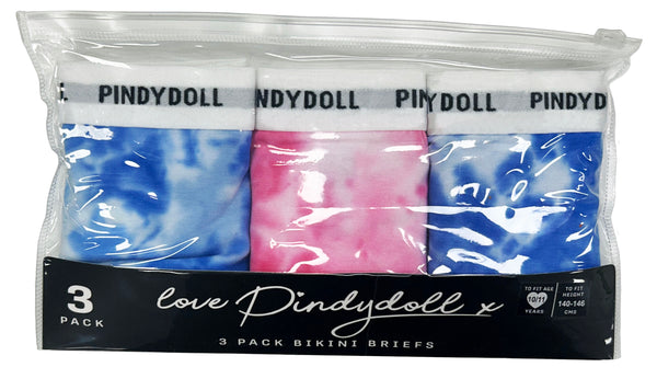 Pindydoll Harmony Multi Tie Dye Girls 3 Pack Brief