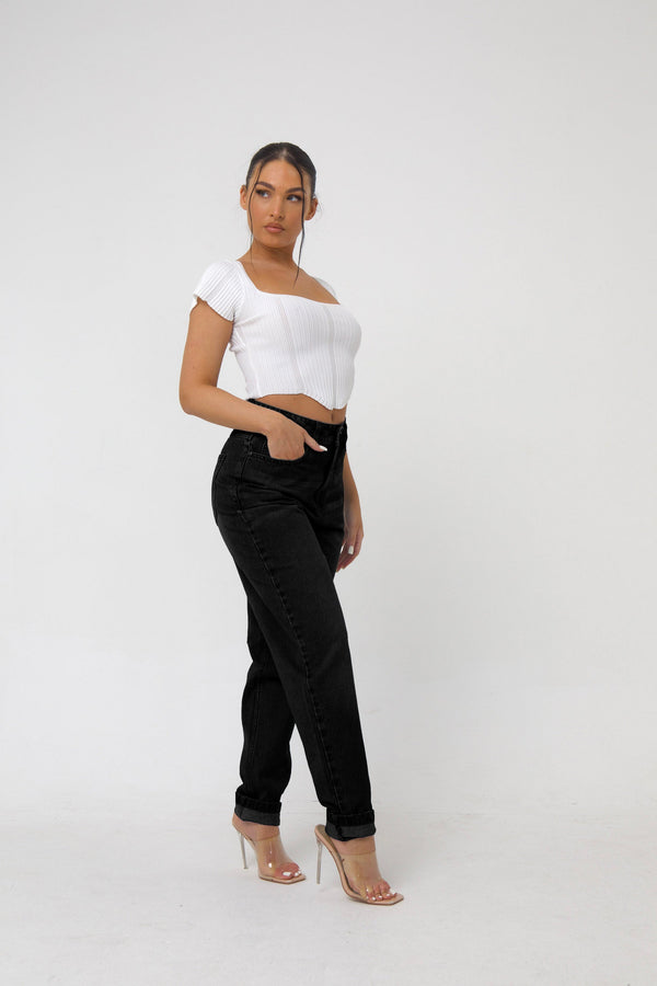 Pindydoll Mel Black Relaxed Mom Fit Denim Jeans