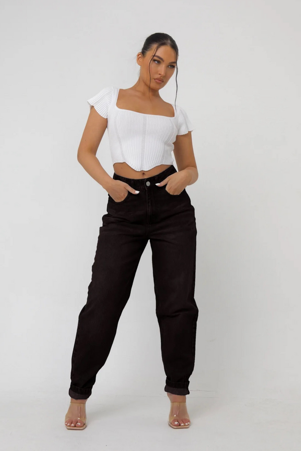 pindydoll Mel Black Relaxed Mom Fit Denim Jeans