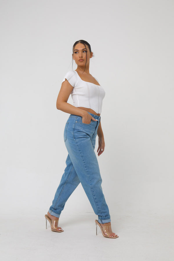 Pindydoll Mel Lt Blue Relaxed Mom Fit Denim Jeans