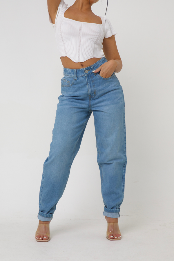 Pindydoll Mel Lt Blue Relaxed Mom Fit Denim Jeans