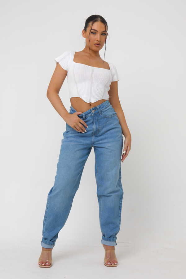pindydoll Mel Lt Blue Relaxed Mom Fit Denim Jeans