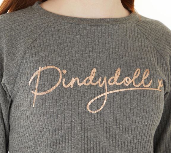 Pindydoll Minnie Charcoal Girls Rib Lounge Suit