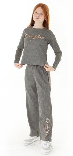 pindydoll Minnie Charcoal Girls Rib Lounge Suit