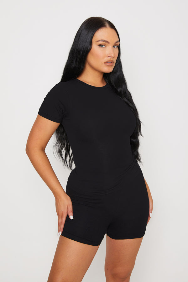 Pindydoll Sansa Black Stretch Jersey Fitted Tee