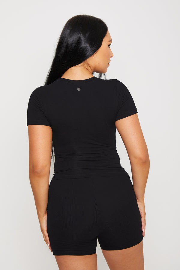 Pindydoll Sansa Black Stretch Jersey Fitted Tee