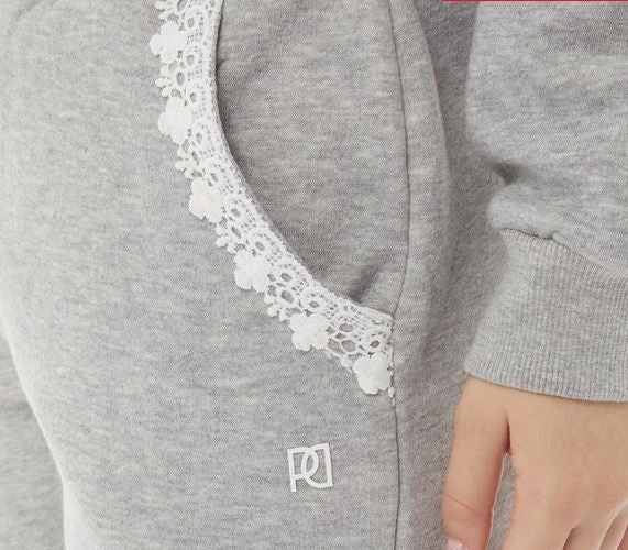 Pindydoll Silvie Girls Grey Marl Hoodie And Joggers Set Tracksuit