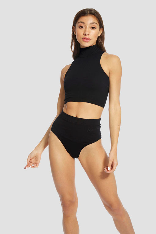 pineapple Barbarella Turtle Neck Sleeveless Crop Top