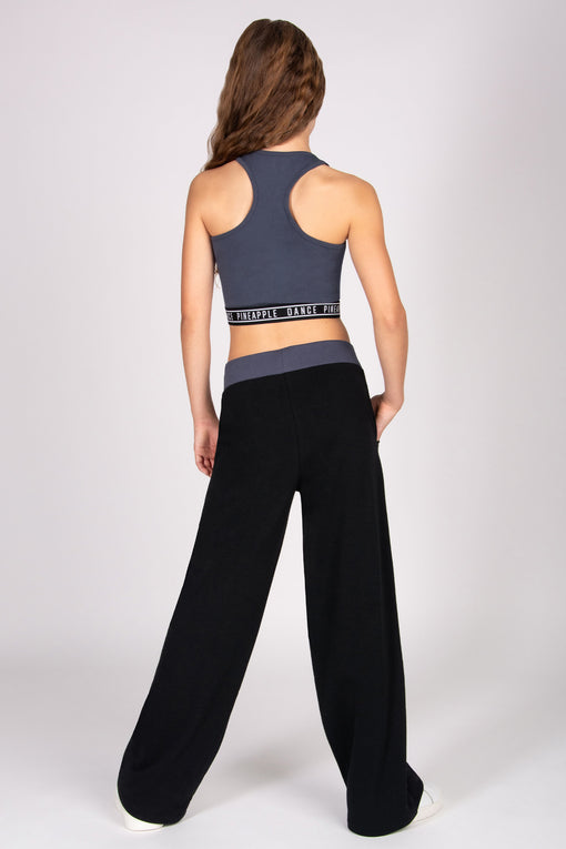 Pineapple Contrast Band Wide Leg Joggers
