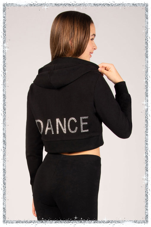 pineapple Diamante Crop Zip Hoodie