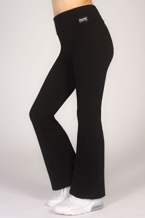 pineapple Foldover Waistband Jersey Flare Trousers