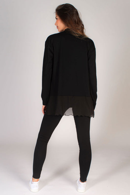 Pineapple Mesh Hem Cardigan