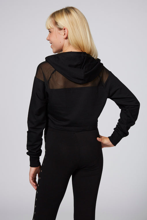 Pineapple Mesh Panel Crop Hoodie