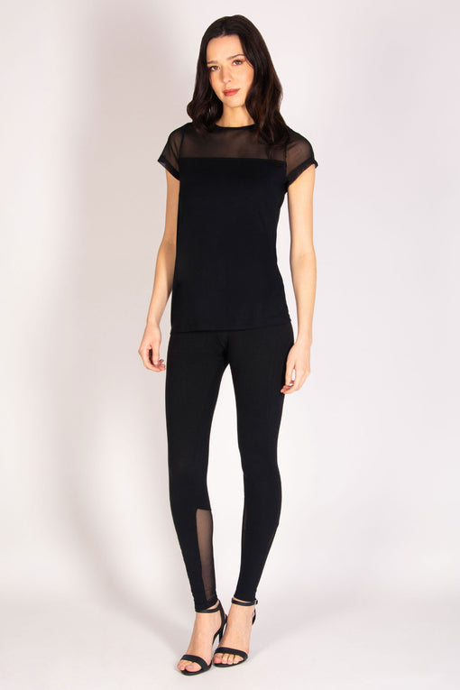 Pineapple Mesh Panel Short Sleeve Top