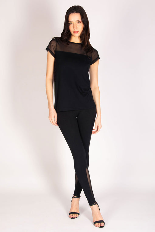 Pineapple Mesh Panel Short Sleeve Top