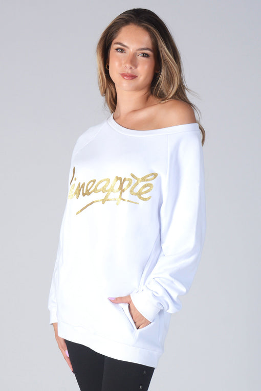 Pineapple Monster Glitter Logo Oversized Sweater