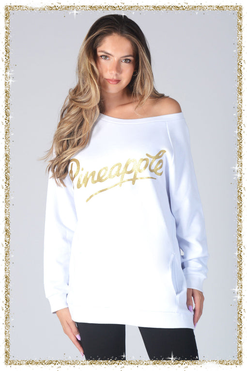 pineapple Monster Glitter Logo Oversized Sweater