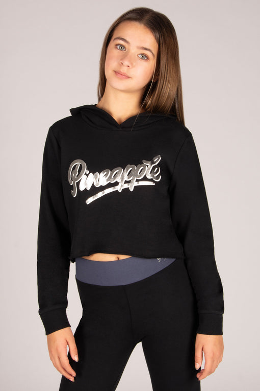 pineapple Raw Edge Logo Crop Hoodie