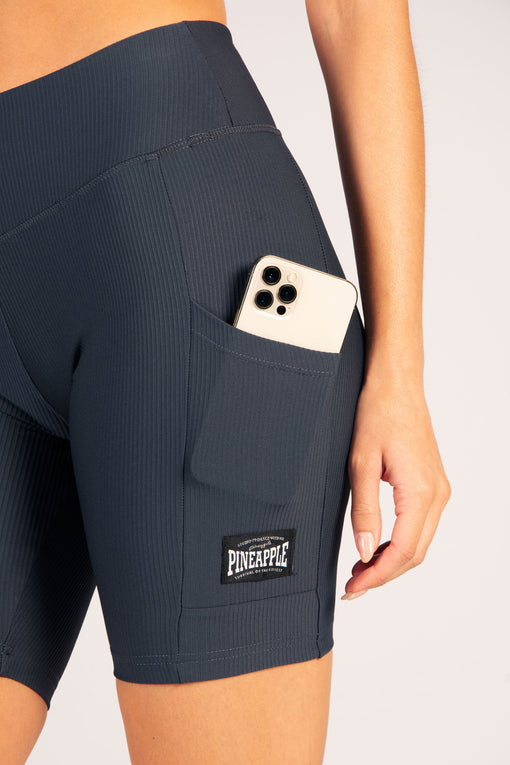 Pineapple Rib Cycling Shorts With Pocket