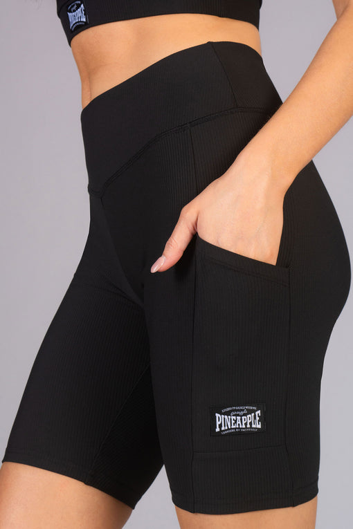 Pineapple Rib Cycling Shorts With Pocket
