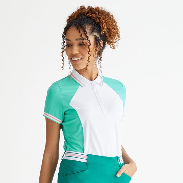 Ping Ali Ladies Short Sleeve Polo Shirt - Bright Aqua/White