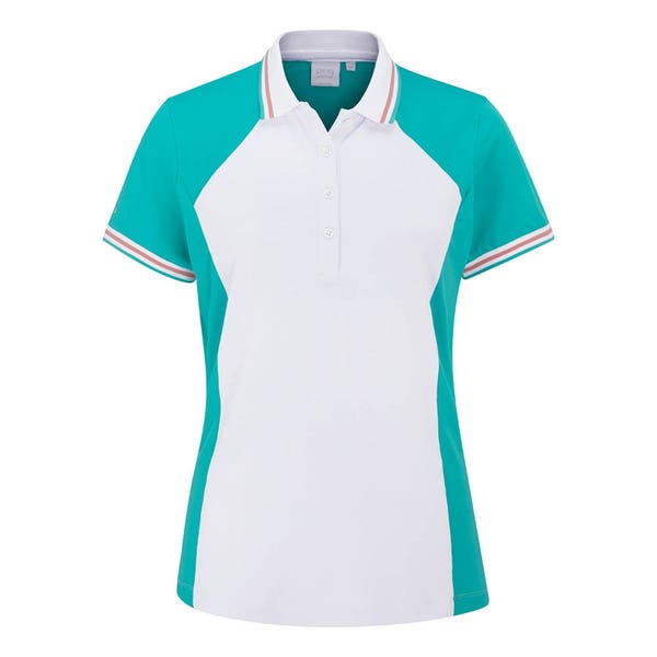 Ping Ali Ladies Short Sleeve Polo Shirt - Bright Aqua/White
