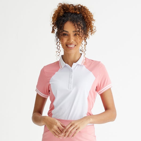 ping Ali Ladies Short Sleeve Polo Shirt - Sweet Pea/White