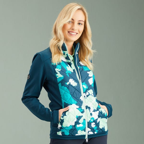 ping Ashlynn Ladies Hybrid Fleece Jacket - Emerald Multi