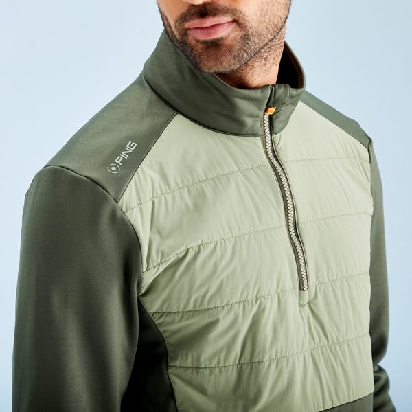 Ping Astbury Men's Insulated Half Zip Fleece Jacket - Dark Olive/Lichen