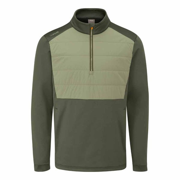 Ping Astbury Men's Insulated Half Zip Fleece Jacket - Dark Olive/Lichen