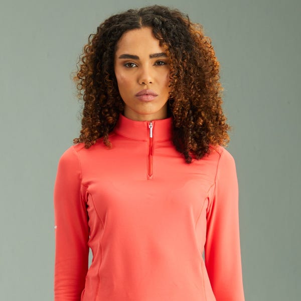 Ping Aveline Ladies Long Sleeve Half Zip Top - Cayenne