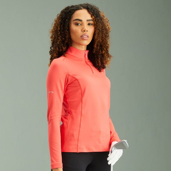 ping Aveline Ladies Long Sleeve Half Zip Top - Cayenne
