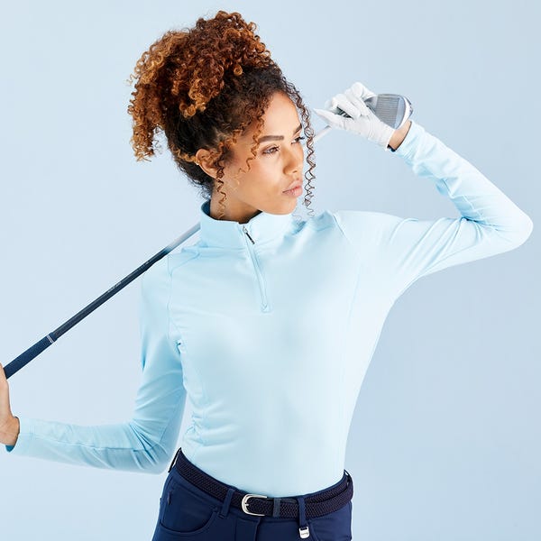 Ping Aveline Ladies Long Sleeve Half Zip Top - Crystal Blue